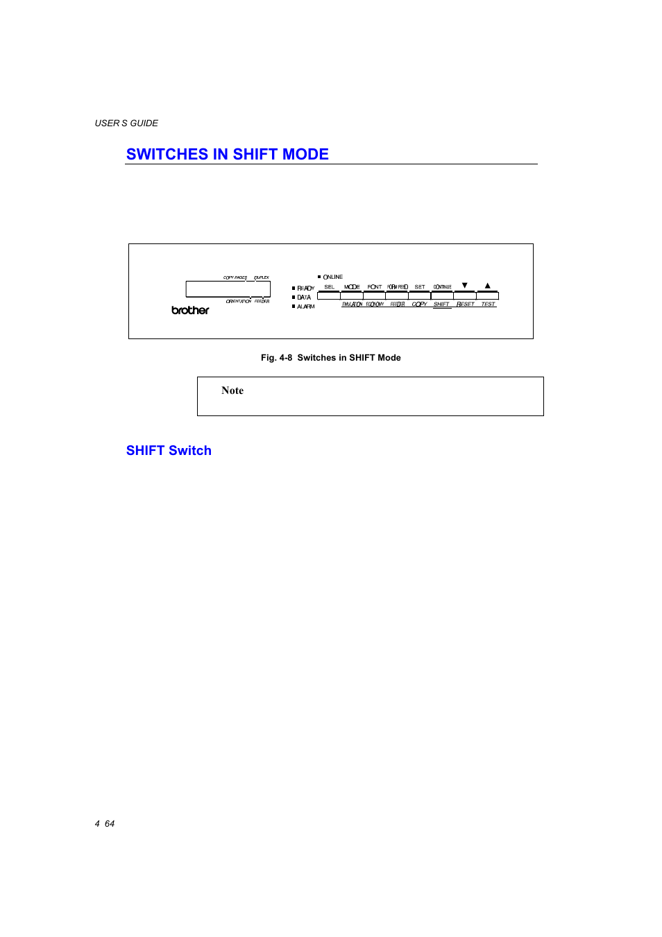 Switches in shift mode, Shift switch, Switches in shift mode -64 | Shift switch -64 | Brother HL-1660E User Manual | Page 131 / 258