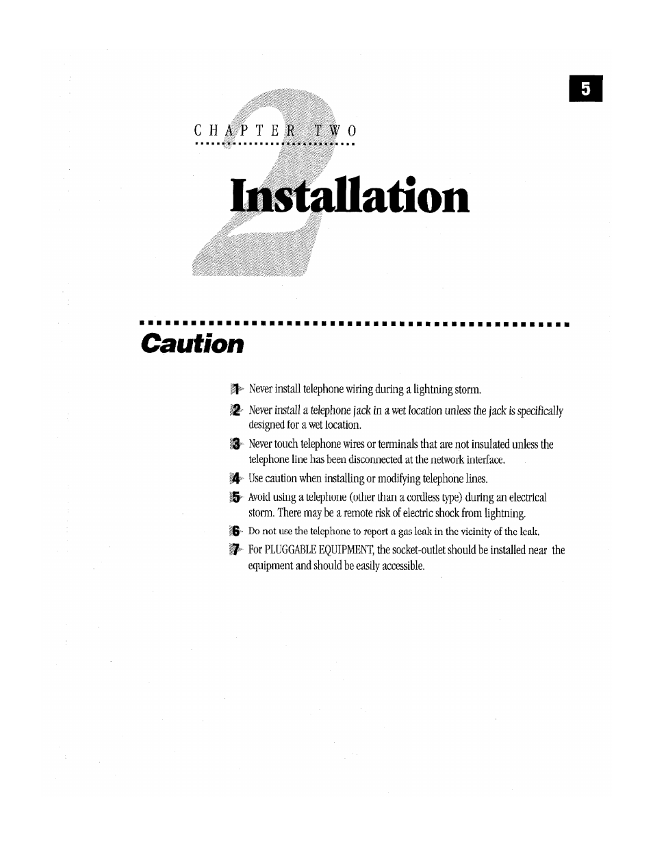 Caution | Brother Fax-170 User Manual | Page 11 / 74