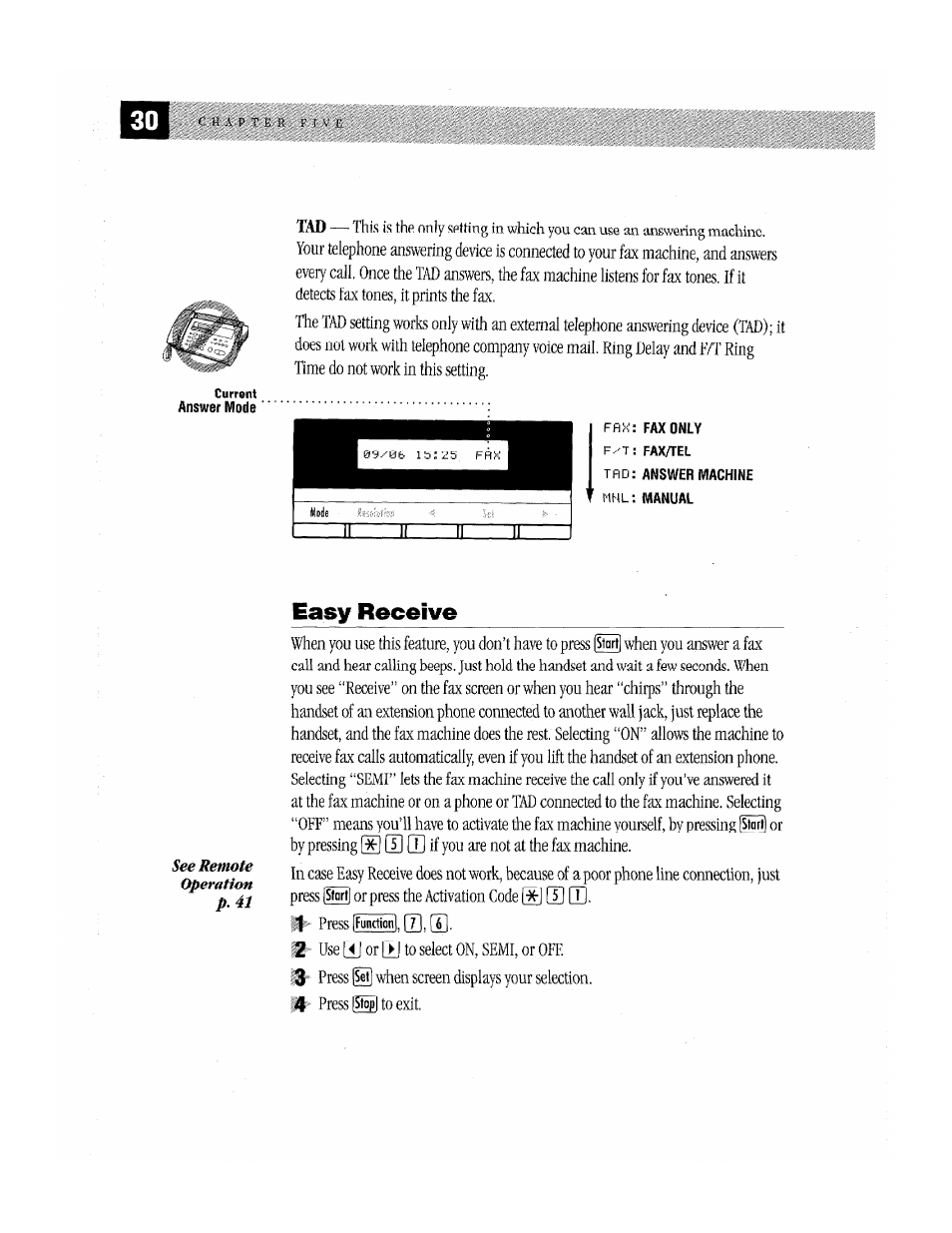 Easy receive, El e | Brother Fax-170 User Manual | Page 36 / 74