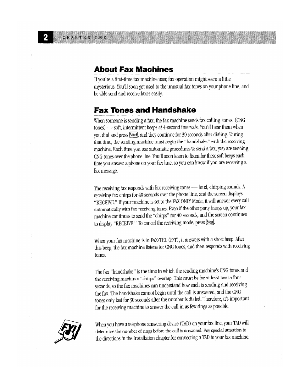 About fax machines, Fax tones and handshake | Brother Fax-170 User Manual | Page 8 / 74