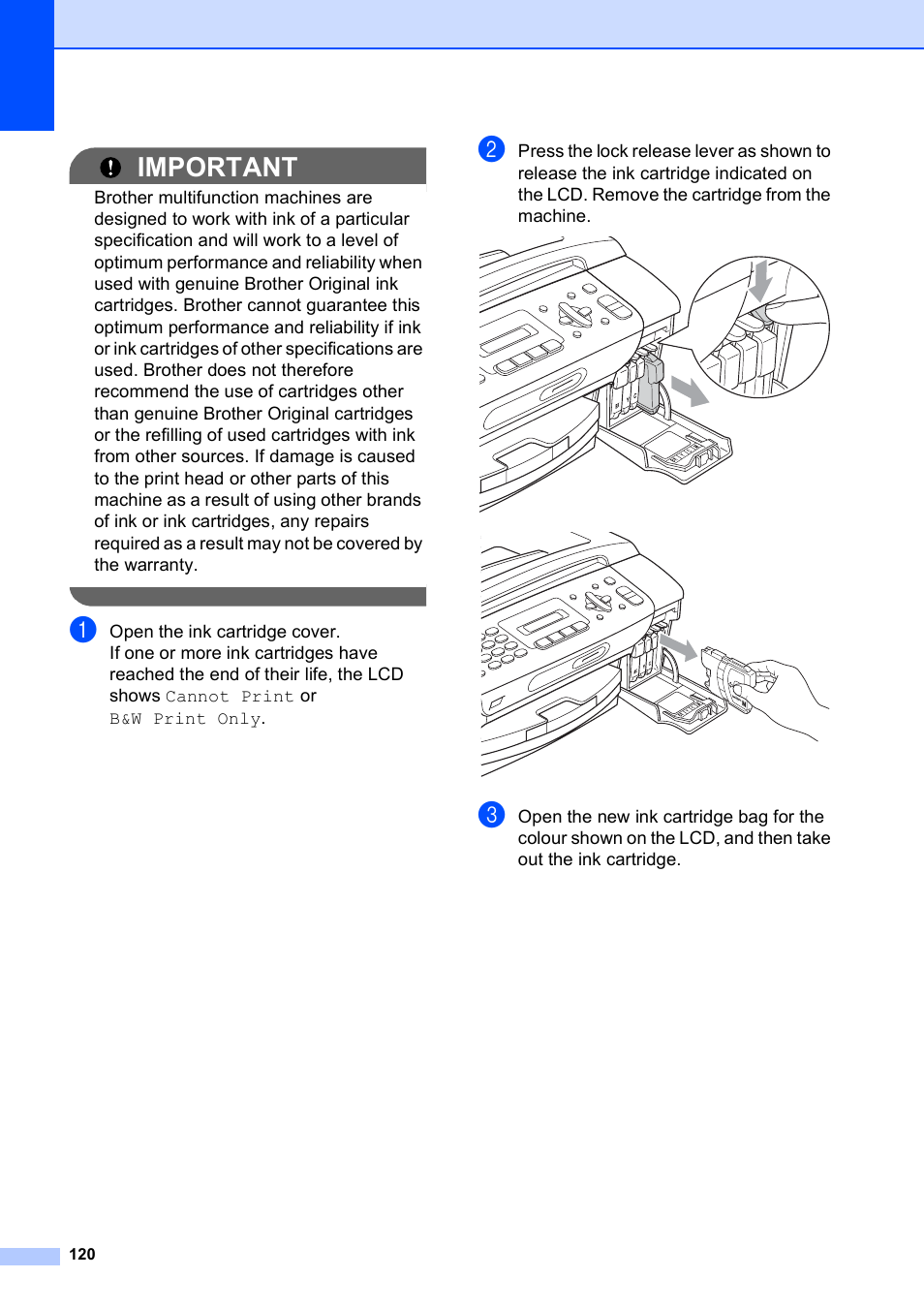Important | Brother MFC-253CW User Manual | Page 130 / 176
