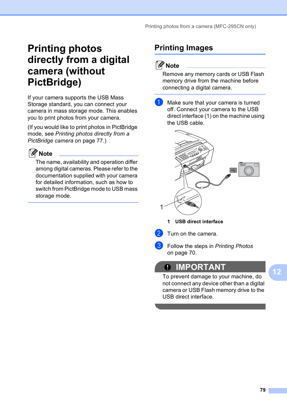 Printing images, Important | Brother MFC-253CW User Manual | Page 89 / 176