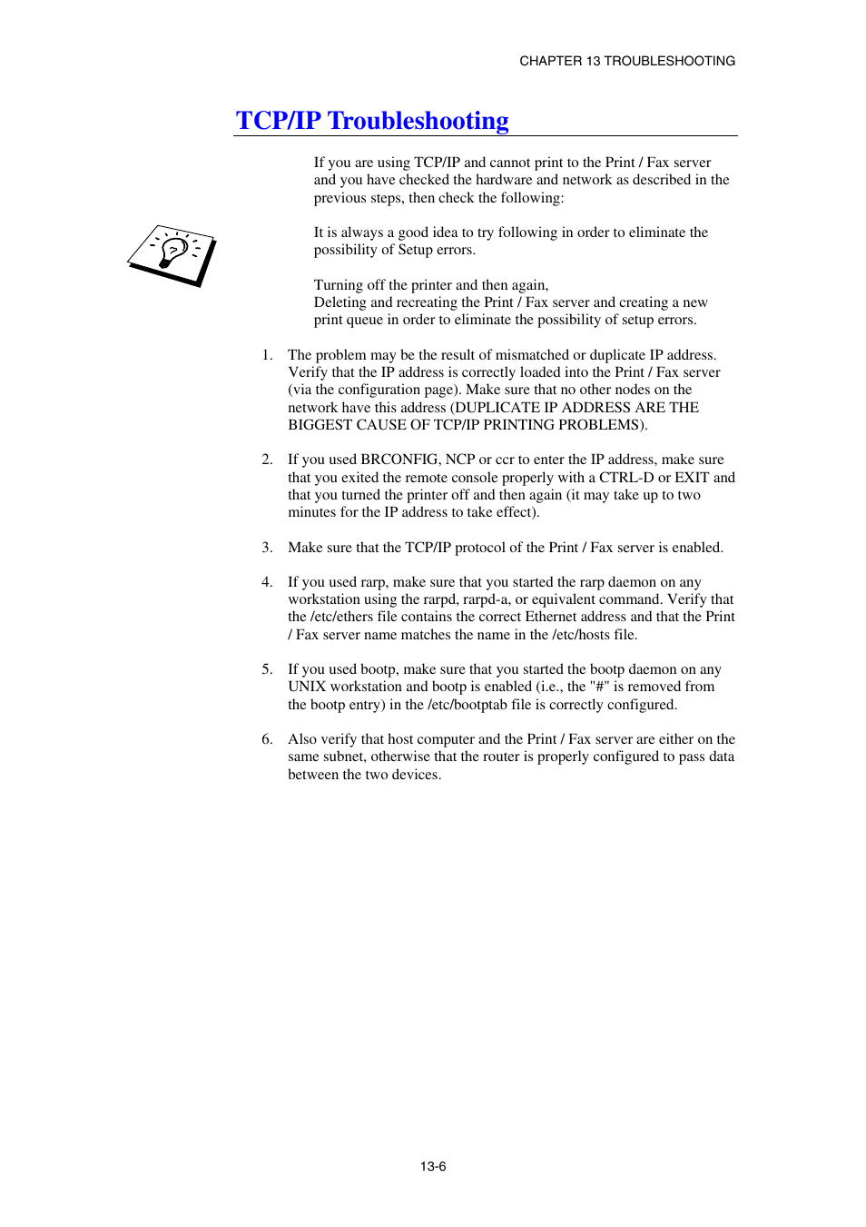 Tcp/ip troubleshooting | Brother NC8100H User Manual | Page 132 / 181
