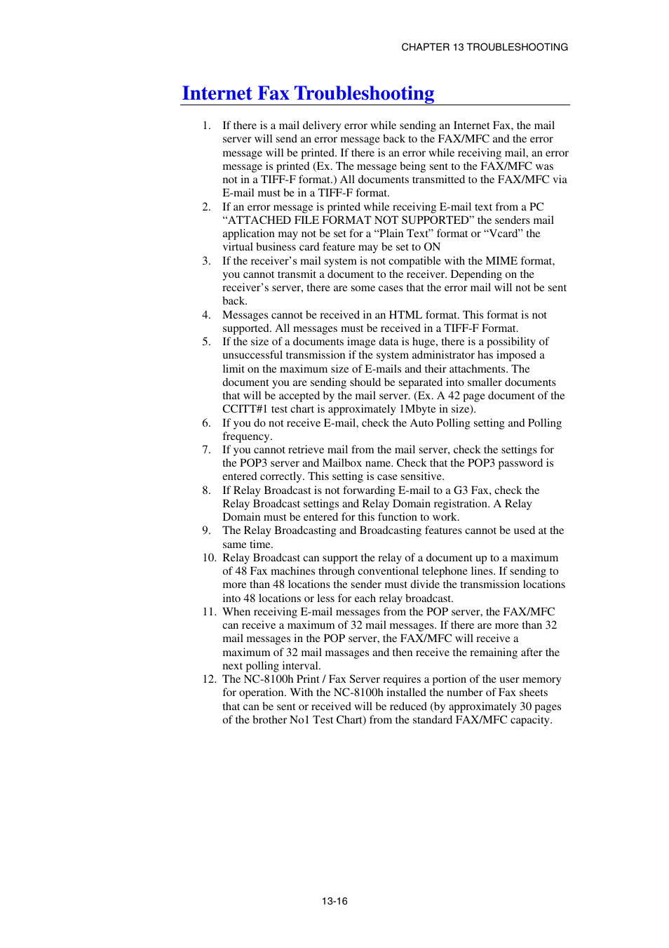 Internet fax troubleshooting | Brother NC8100H User Manual | Page 142 / 181