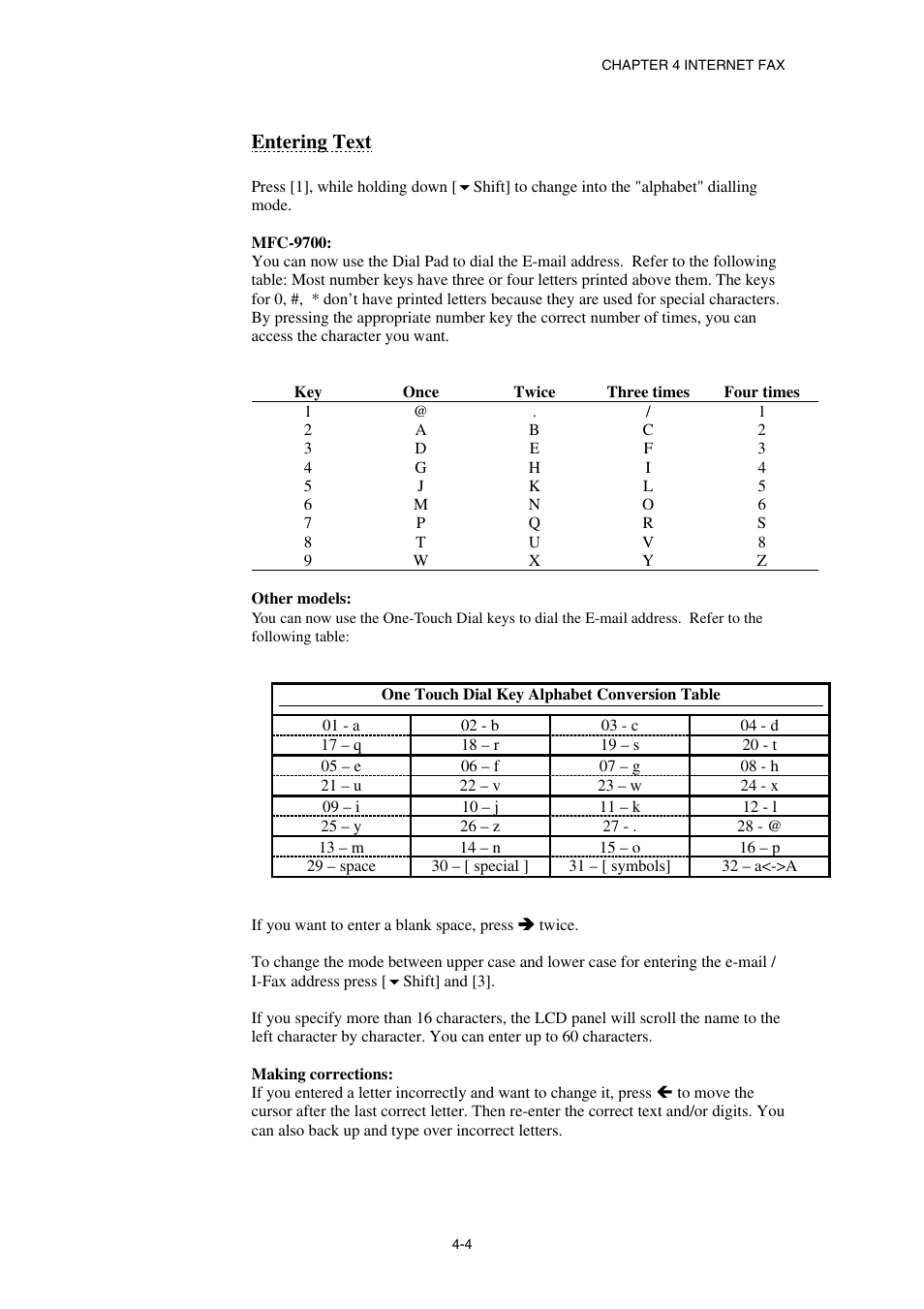 Entering text | Brother NC8100H User Manual | Page 44 / 181