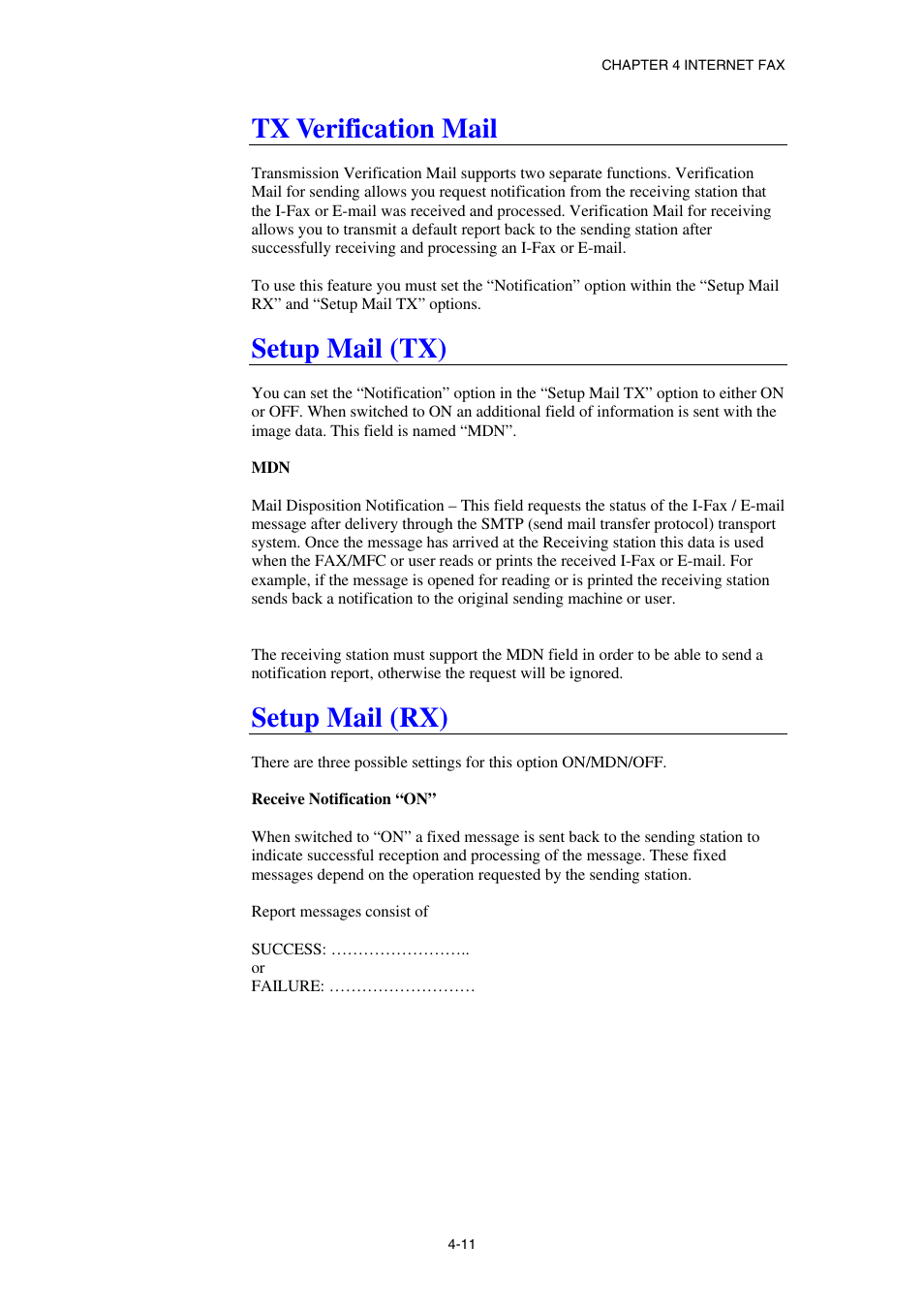 Tx verification mail, Setup mail (tx), Setup mail (rx) | Brother NC8100H User Manual | Page 51 / 181