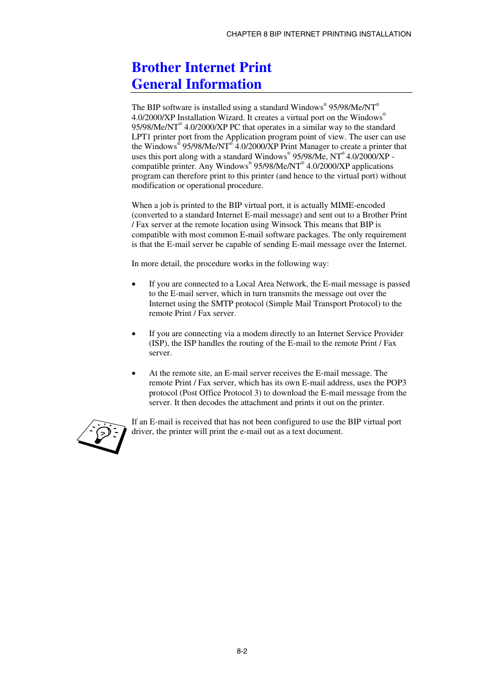 Brother internet print general information | Brother NC8100H User Manual | Page 77 / 181