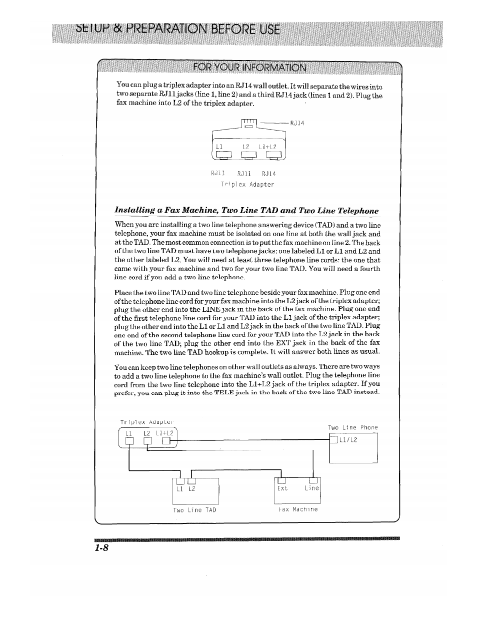 For your information, Lib i up & preparation before us | Brother Fax-615 User Manual | Page 16 / 108