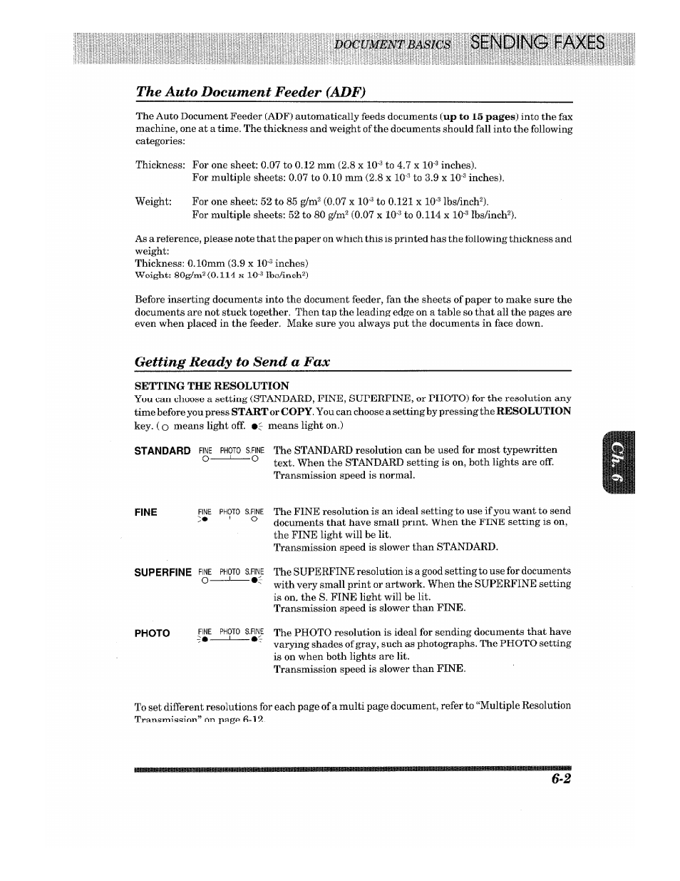 The auto document feeder (adf), Getting ready to send a fax | Brother Fax-615 User Manual | Page 43 / 108