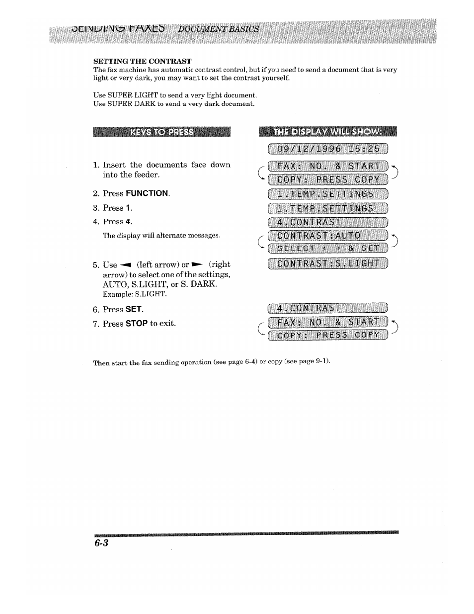 Press function, The display will show | Brother Fax-615 User Manual | Page 44 / 108