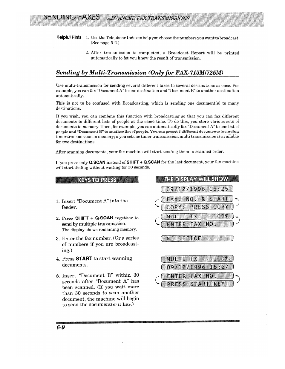 The display will show | Brother Fax-615 User Manual | Page 50 / 108