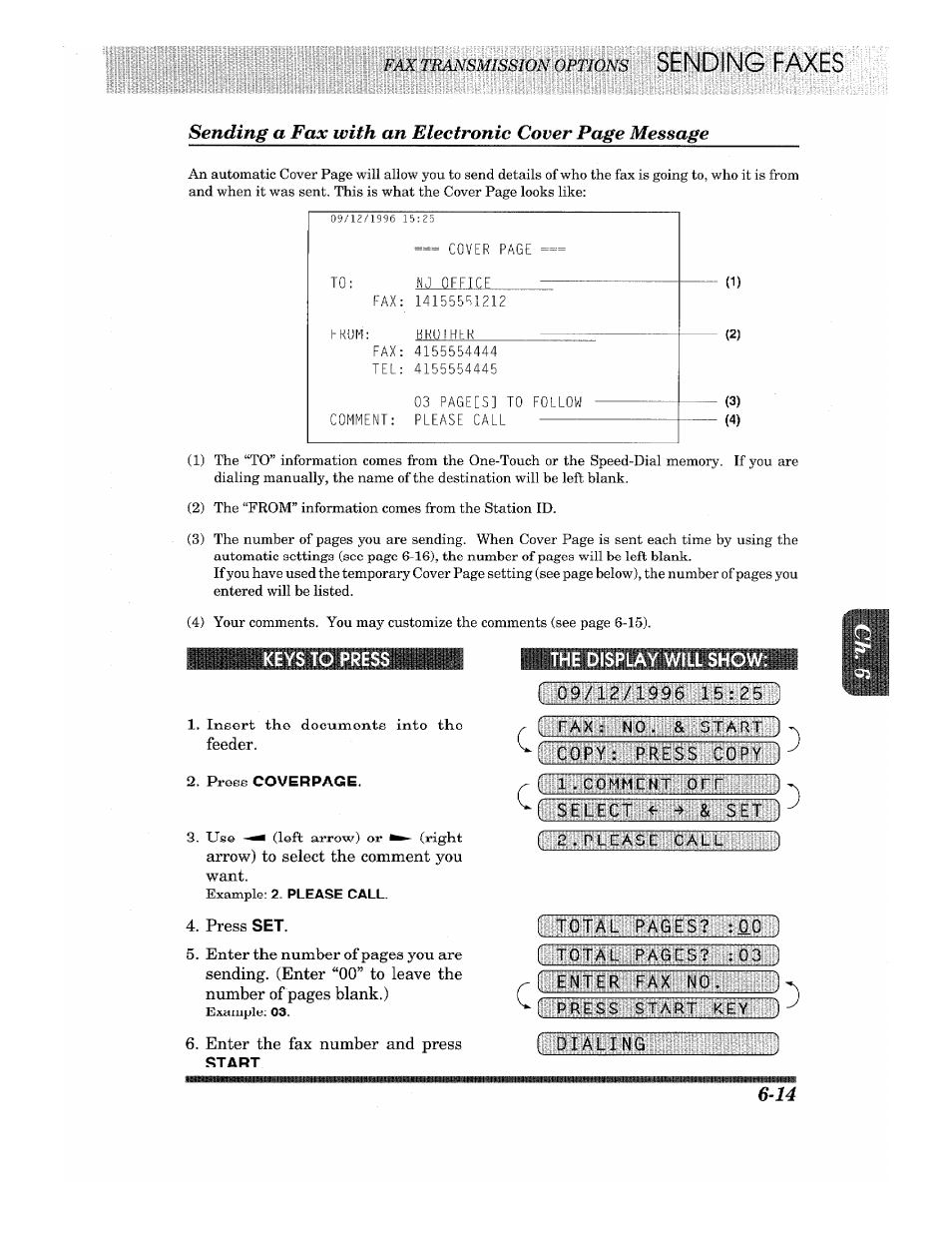 The display will show | Brother Fax-615 User Manual | Page 55 / 108