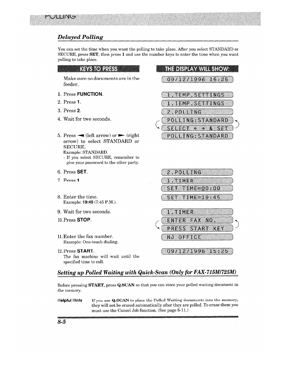 Delayed polling, Press function, Imliwiiwwiigiimmblli | Illmilmiiiililiibiiiil, Liilillipmiwbbitgii, Tabiimliiiljkiiimibi, R 2.polling, Fttr, Delayed polling -5 | Brother Fax-615 User Manual | Page 86 / 108