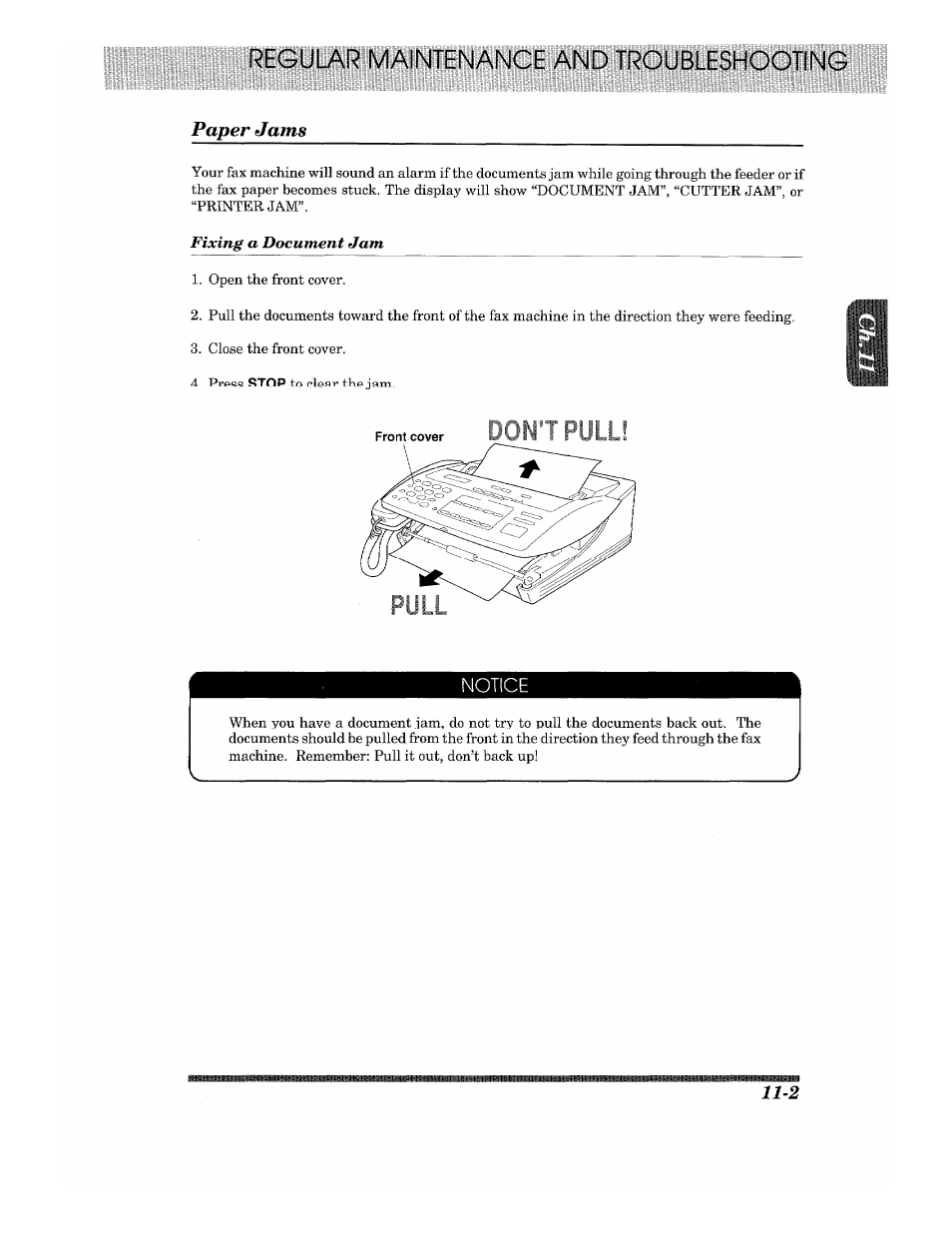Paper jams, Paper jams -2, Notice | Brother Fax-615 User Manual | Page 95 / 108