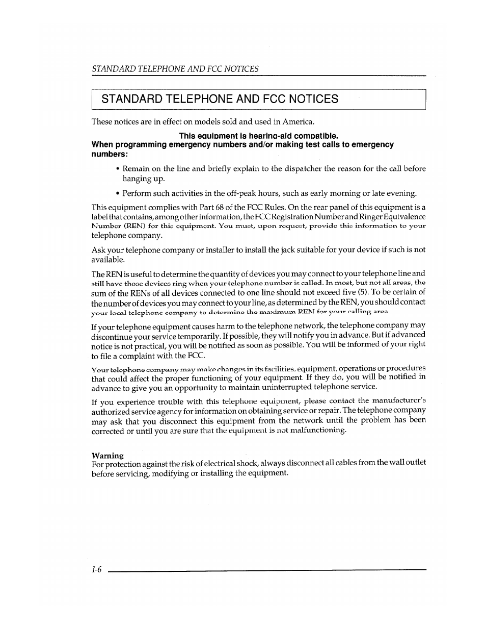 Standard telephone and fcc notices | Brother FAX-400 User Manual | Page 108 / 132