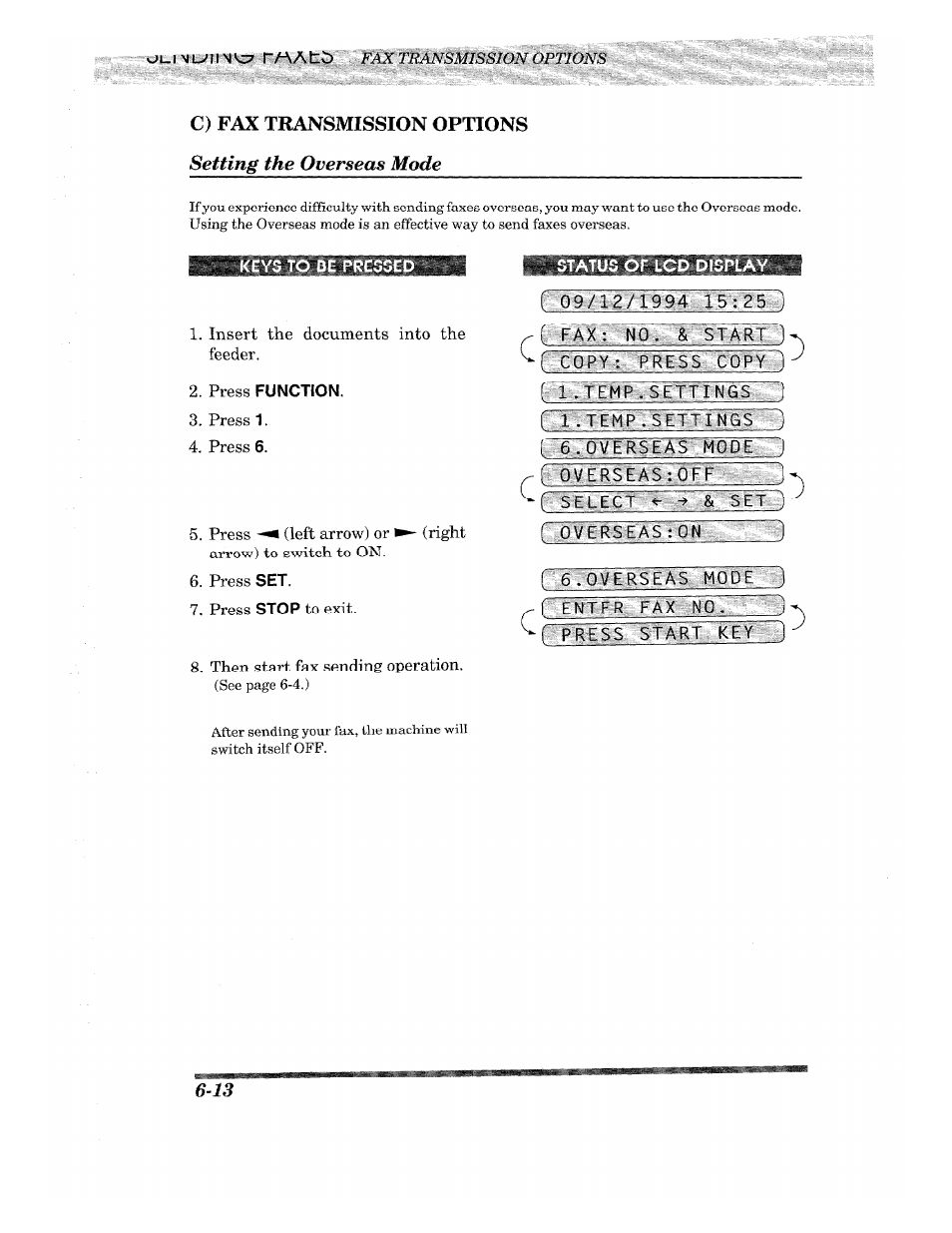 Press function, F’vbess. si art key " j, Ilz) | Brother INTELLIFAX 710M User Manual | Page 46 / 92