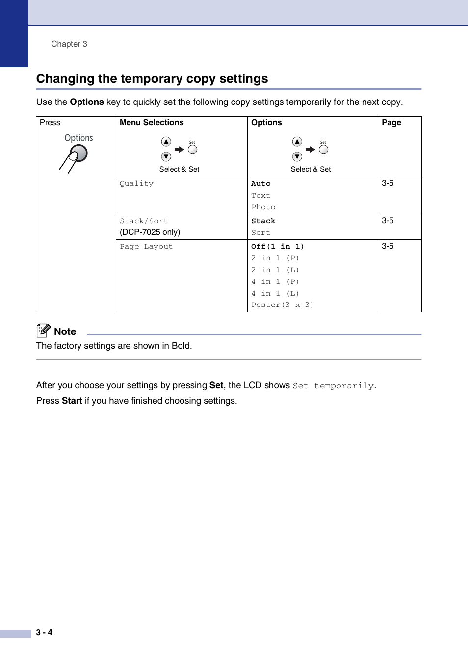 Changing the temporary copy settings, Changing the temporary copy settings -4 | Brother DCP-7010L User Manual | Page 24 / 69