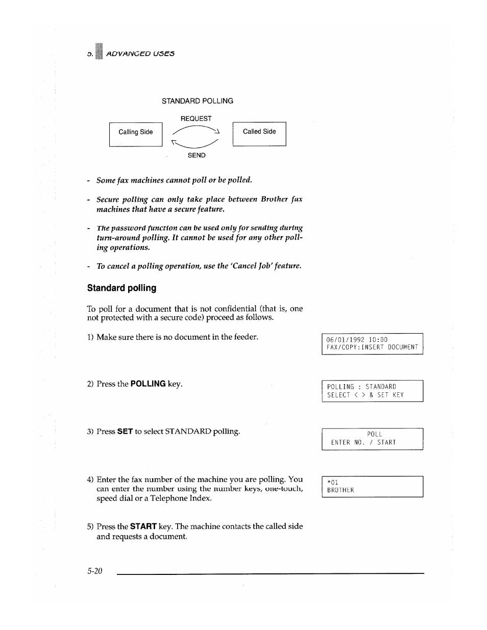 Standard polling | Brother Fax-700 User Manual | Page 100 / 148