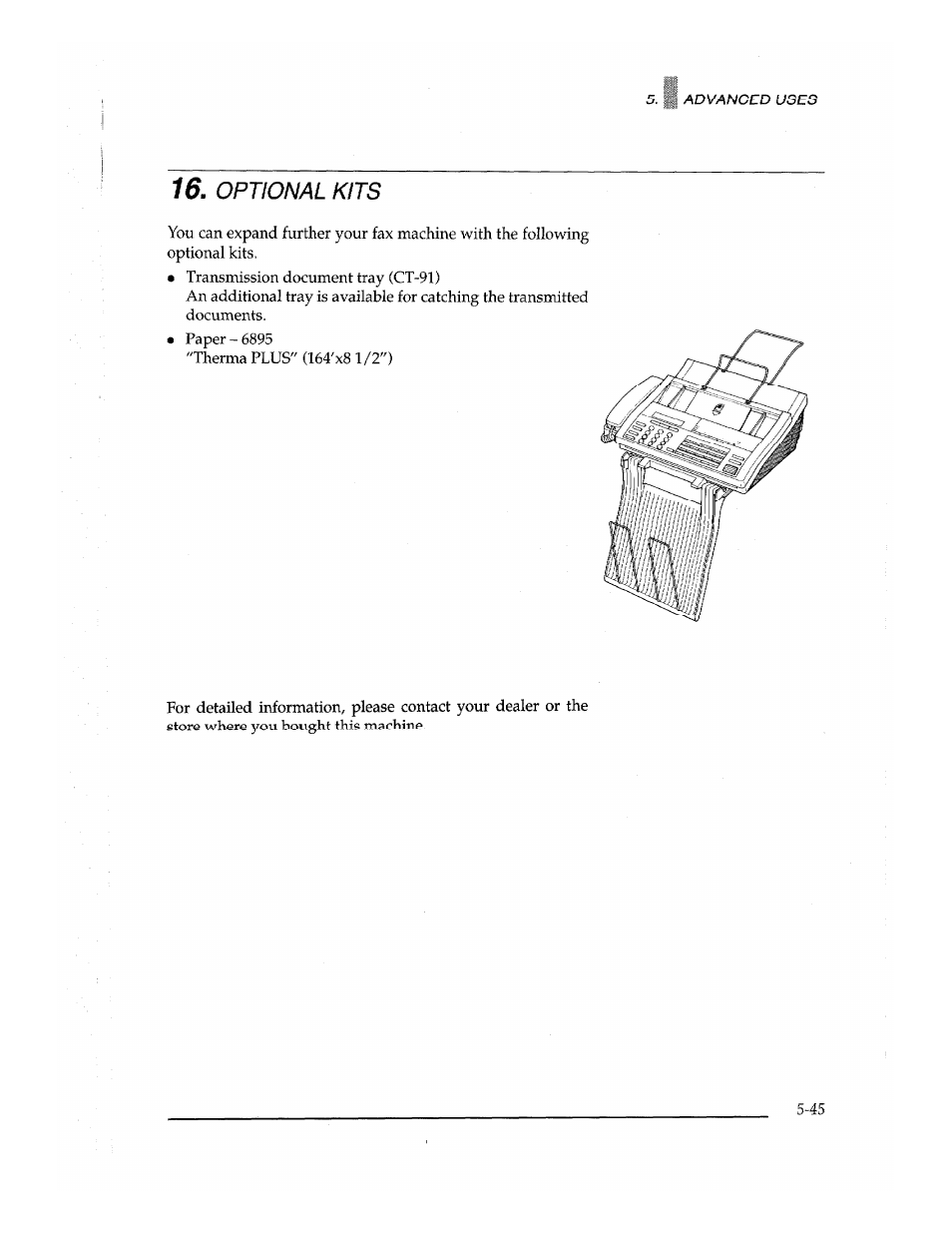 Optional kits | Brother Fax-700 User Manual | Page 125 / 148