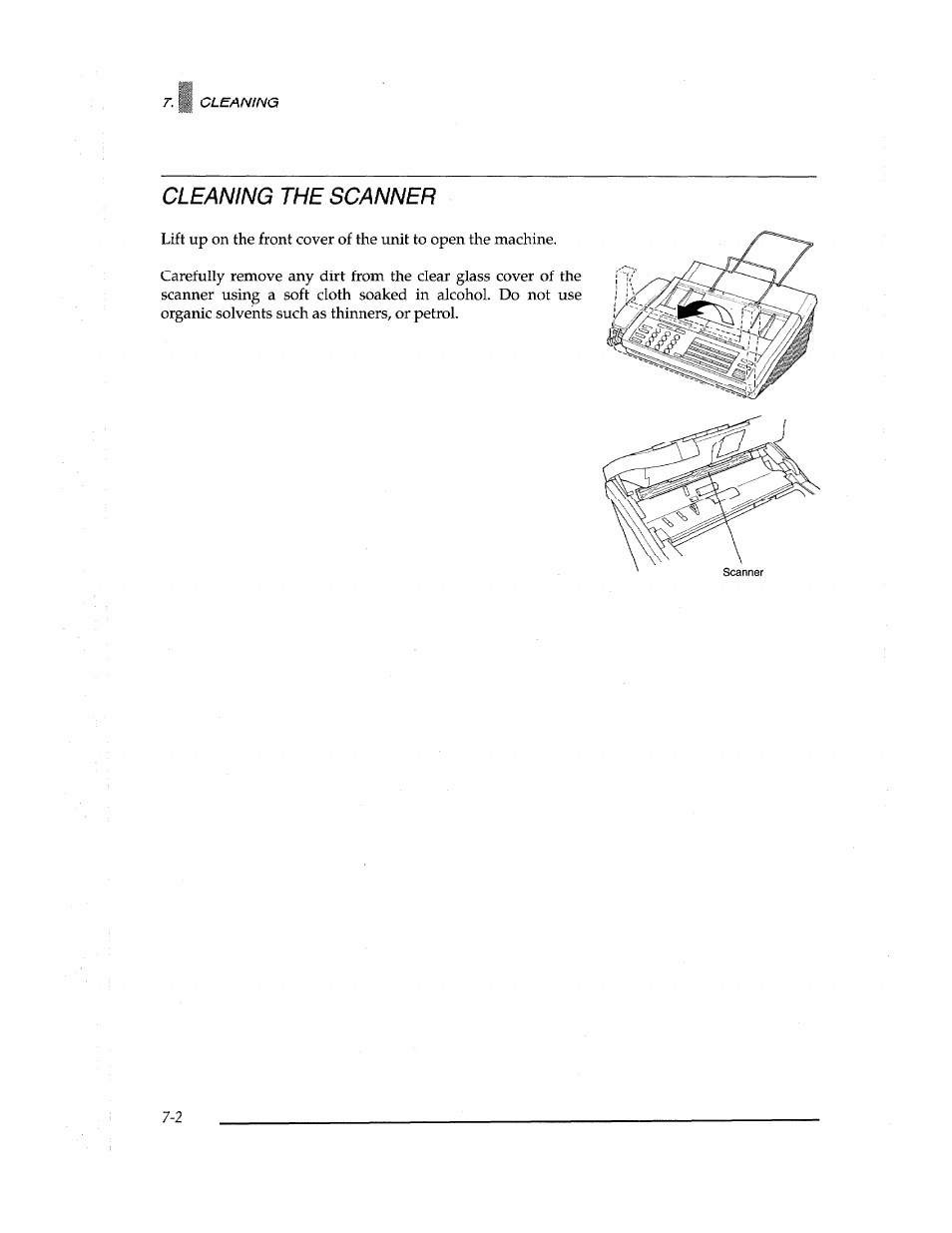 Cleaning the scanner | Brother Fax-700 User Manual | Page 142 / 148