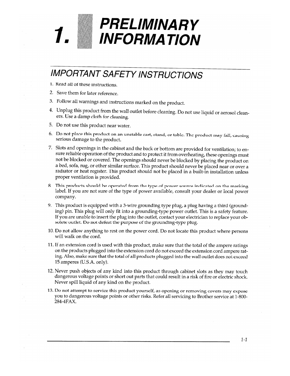 Preliminary information | Brother Fax-700 User Manual | Page 17 / 148