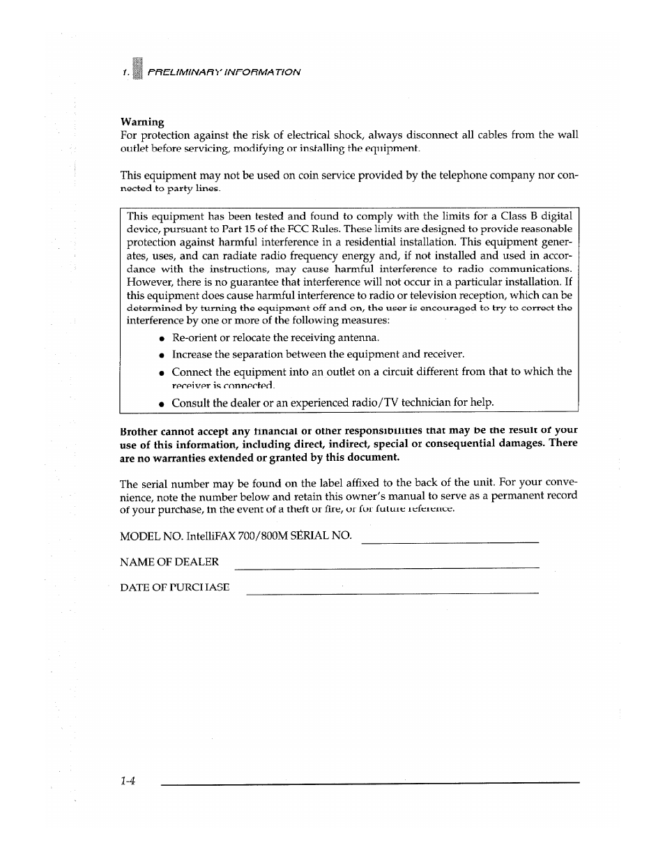Brother Fax-700 User Manual | Page 20 / 148