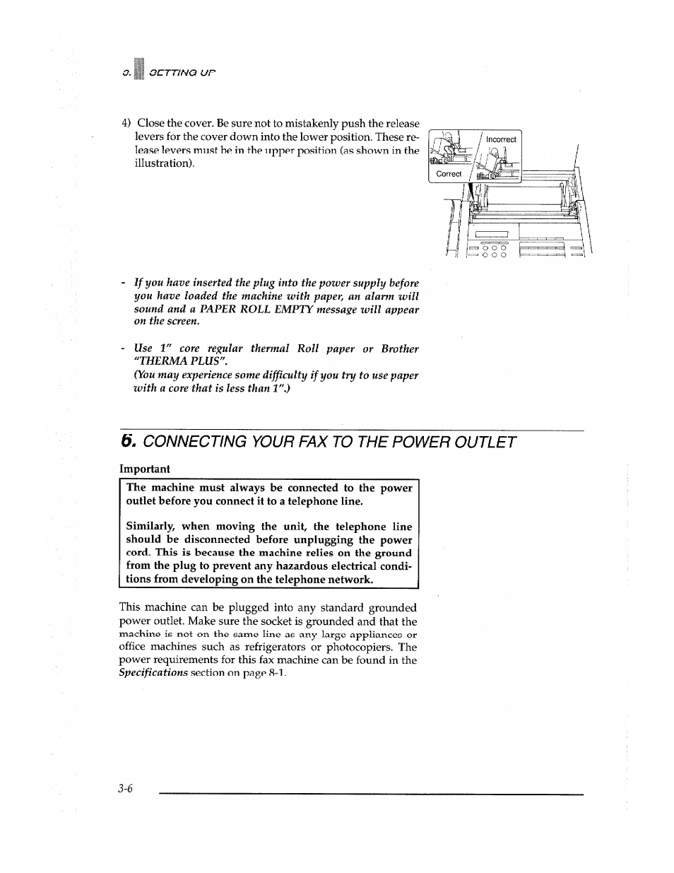 Connecting your fax to the power outlet | Brother Fax-700 User Manual | Page 30 / 148