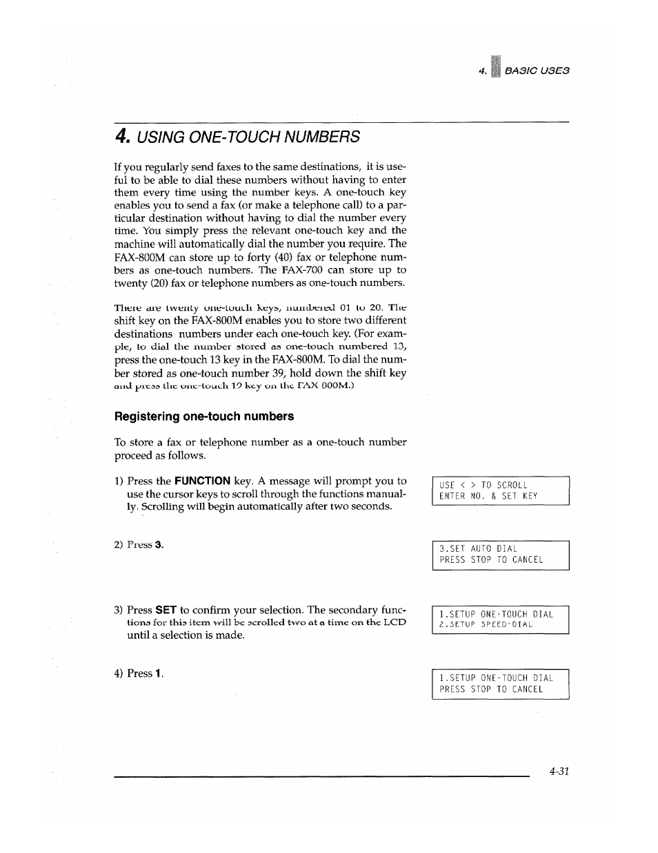 Using one-touch numbers | Brother Fax-700 User Manual | Page 65 / 148