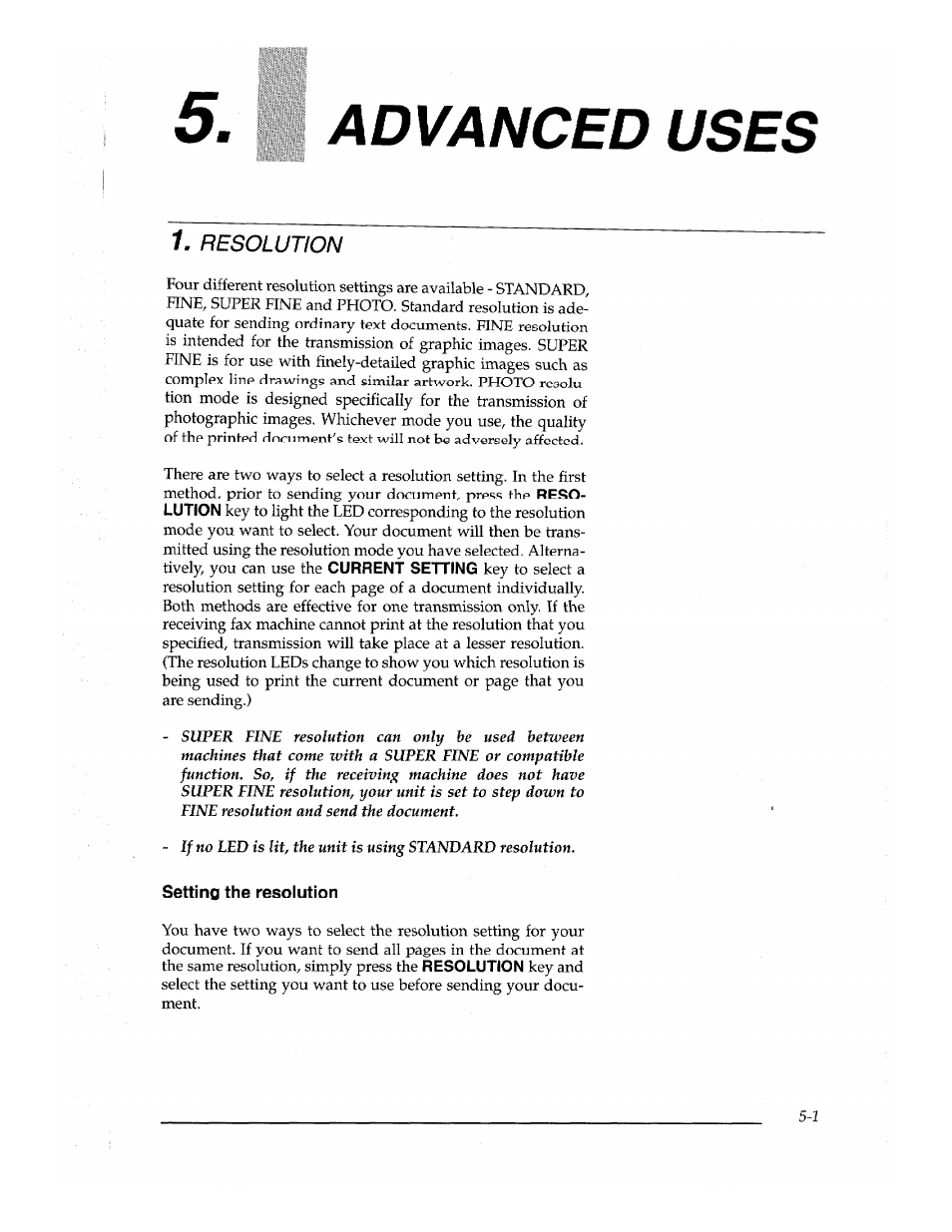 Advanced, Resolution | Brother Fax-700 User Manual | Page 81 / 148
