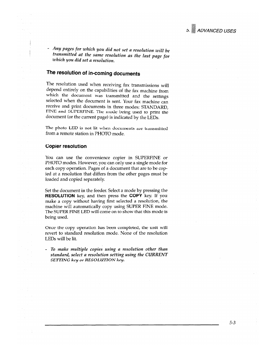 Copier resolution | Brother Fax-700 User Manual | Page 83 / 148