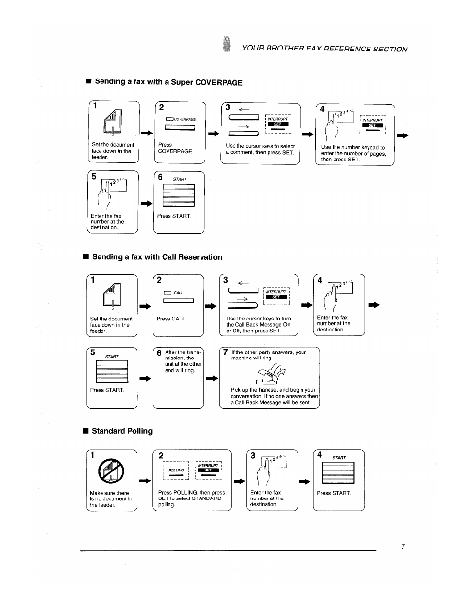 Sending a fax with call reservation, Standard polling | Brother Fax-700 User Manual | Page 9 / 148