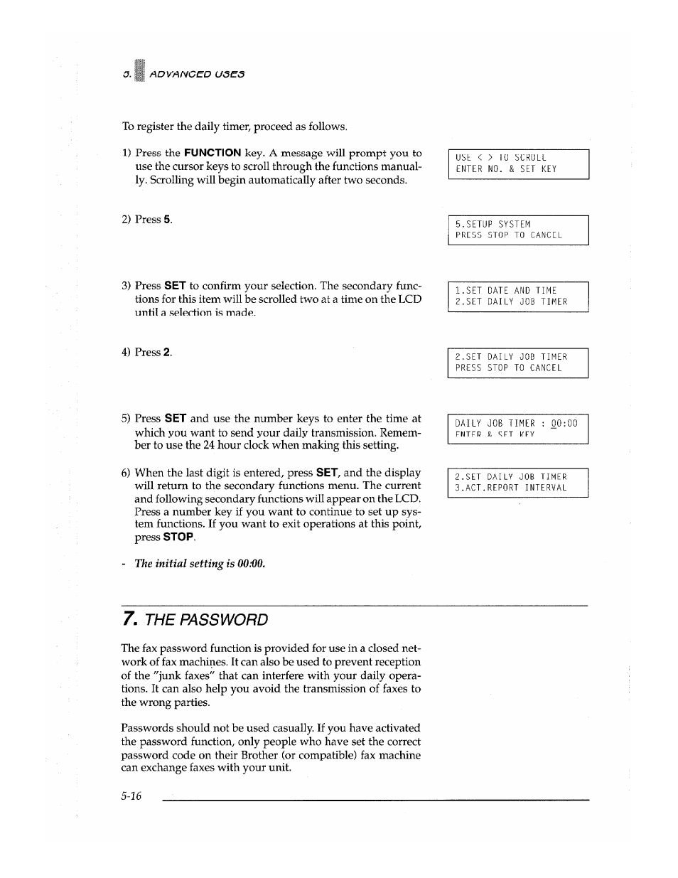The password | Brother Fax-700 User Manual | Page 96 / 148