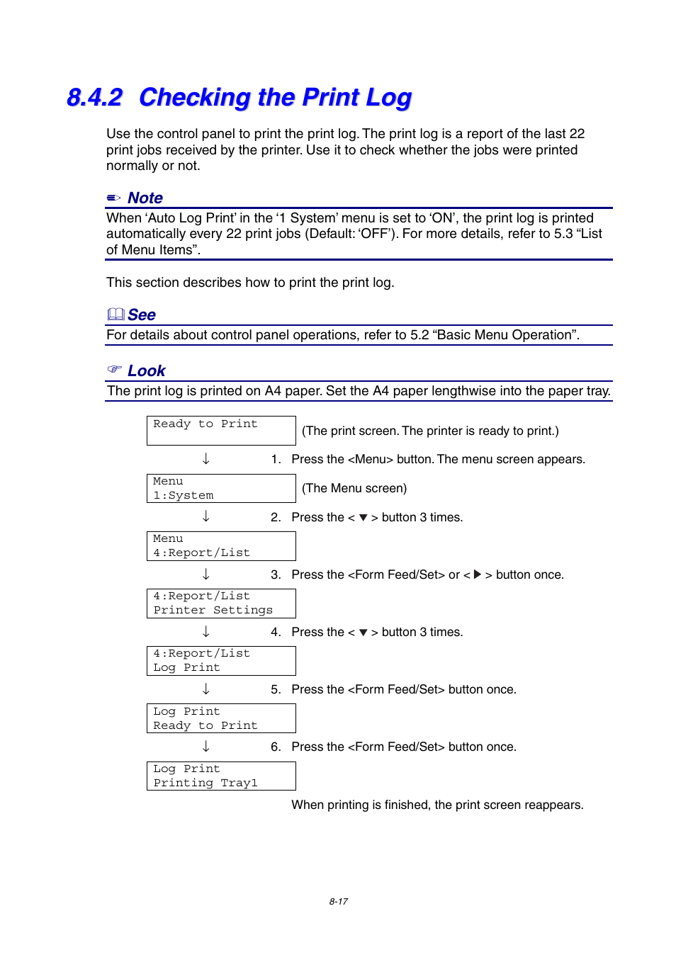 2 checking the print log, Checking the print log | Brother 4000CN User Manual | Page 163 / 183