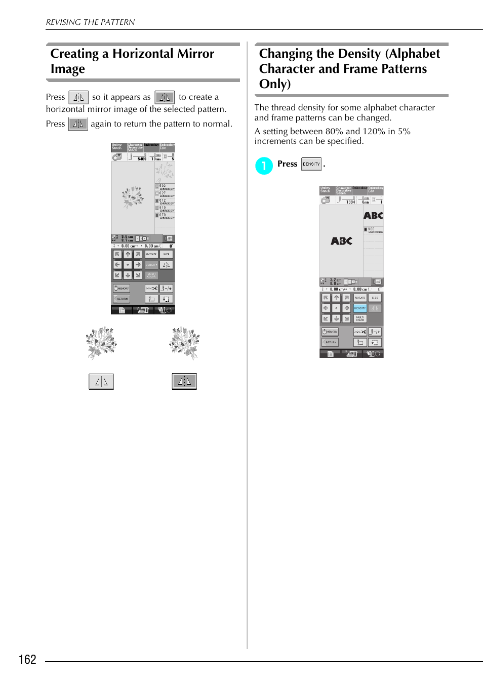 Creating a horizontal mirror image | Brother 882-S90/S91 User Manual | Page 173 / 249