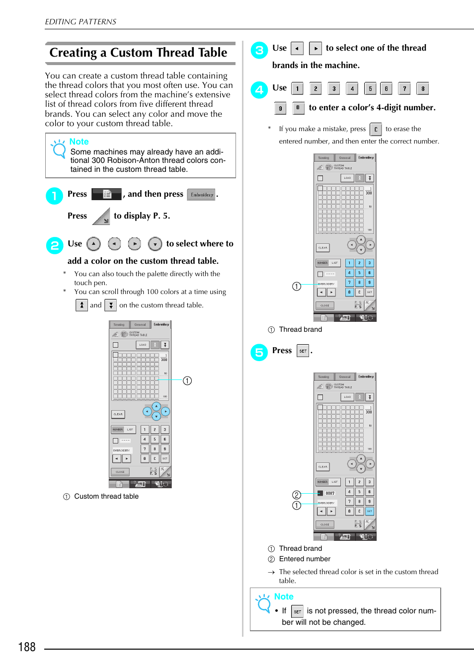 Creating a custom thread table | Brother 882-S90/S91 User Manual | Page 199 / 249