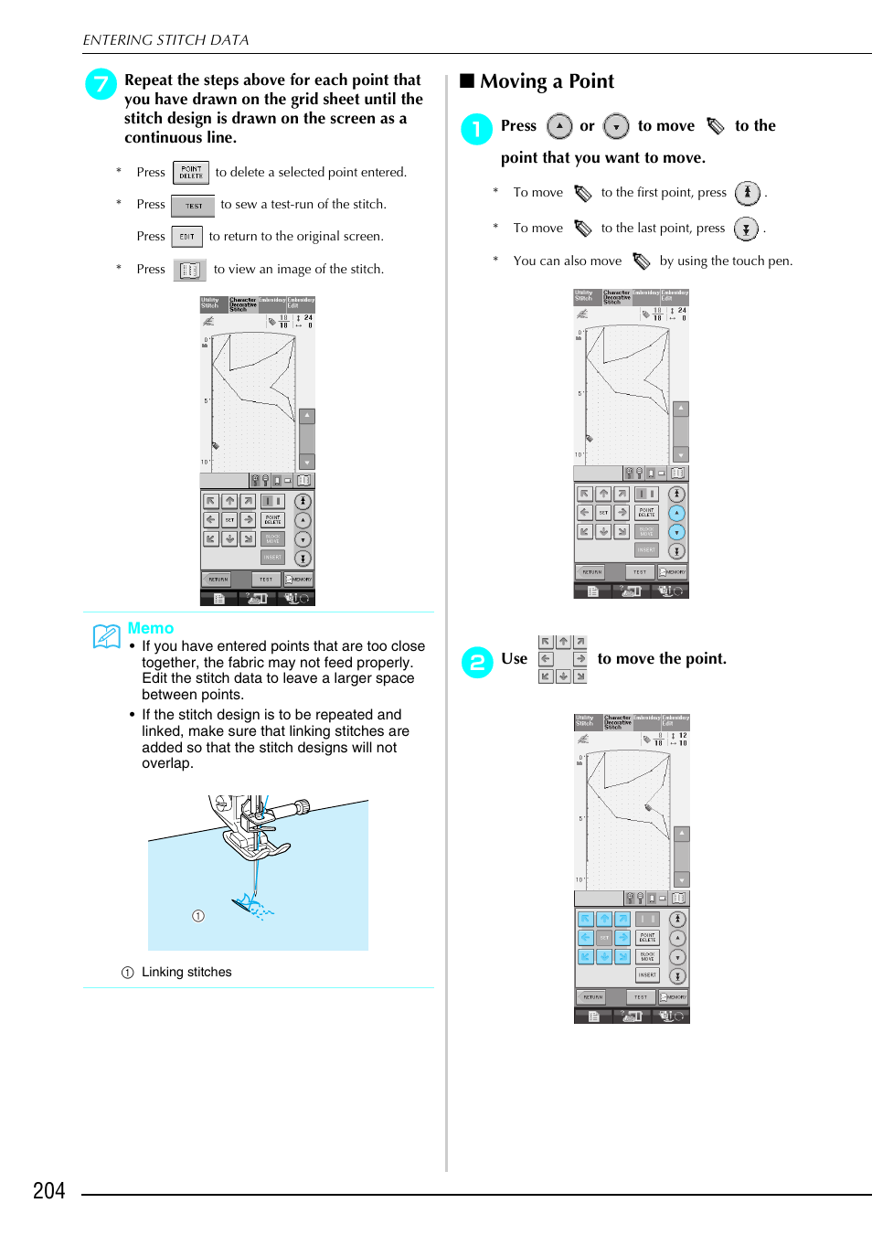 Moving a point | Brother 882-S90/S91 User Manual | Page 215 / 249