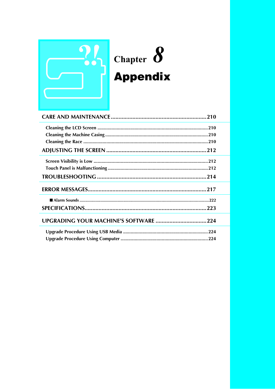 Appendix, Chapter | Brother 882-S90/S91 User Manual | Page 220 / 249