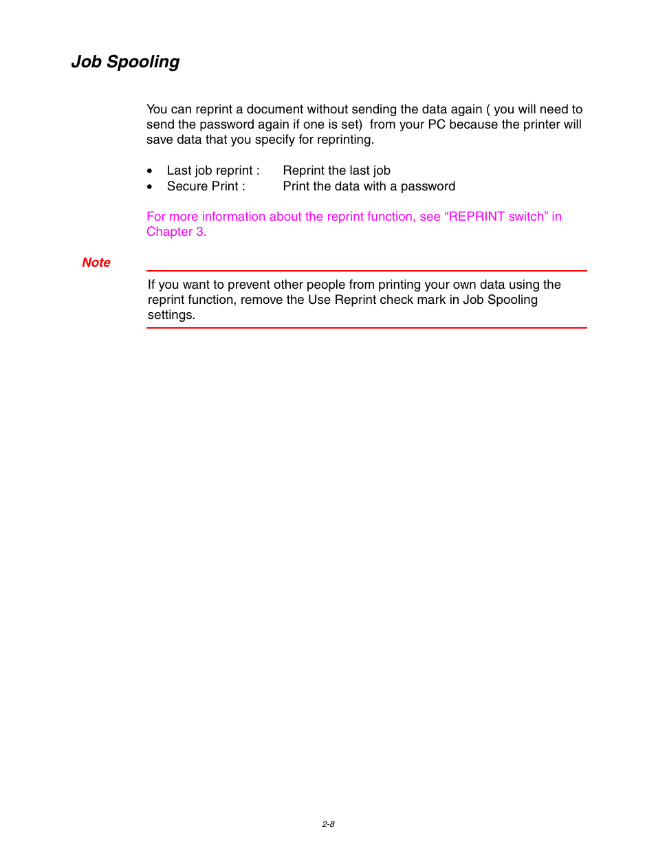 Job spooling | Brother HL 1650 User Manual | Page 61 / 235