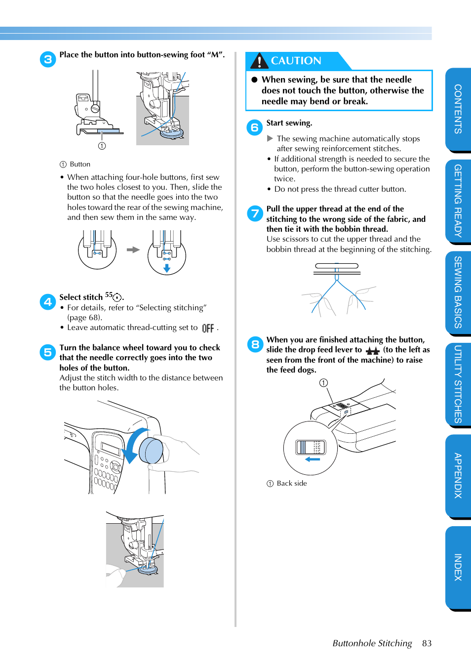Caution | Brother NX-400 User Manual | Page 89 / 153