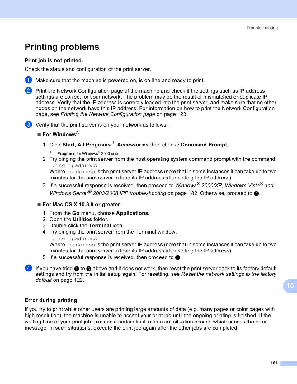 Printing problems | Brother HL 3070CW User Manual | Page 191 / 211