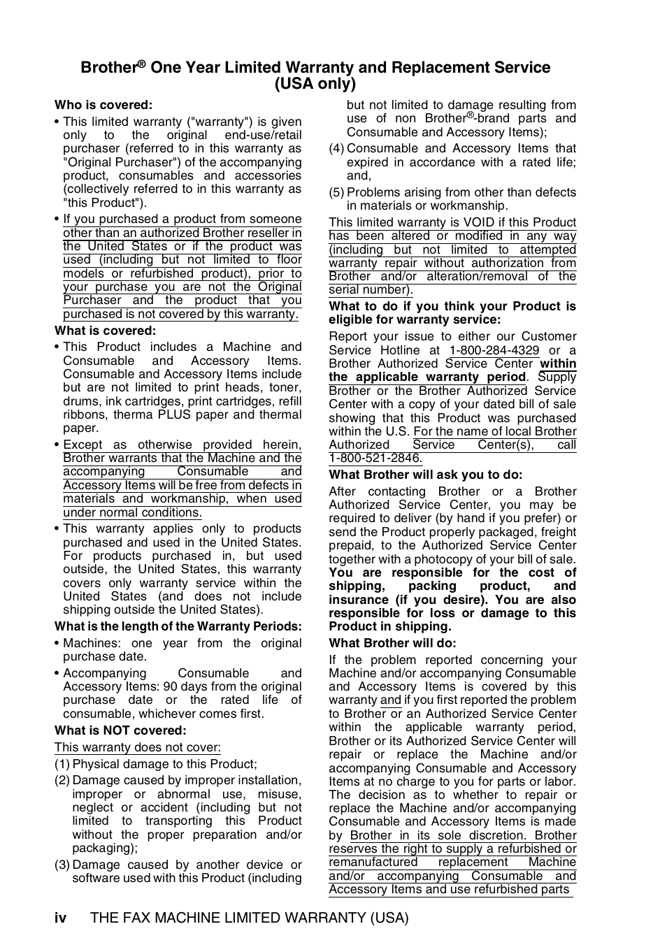 Brother | Brother FAX-565 User Manual | Page 6 / 148