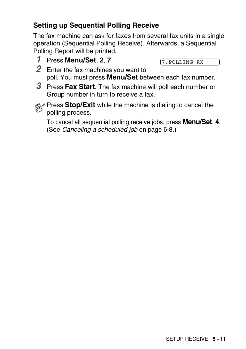 Setting up sequential polling receive | Brother FAX-565 User Manual | Page 63 / 148