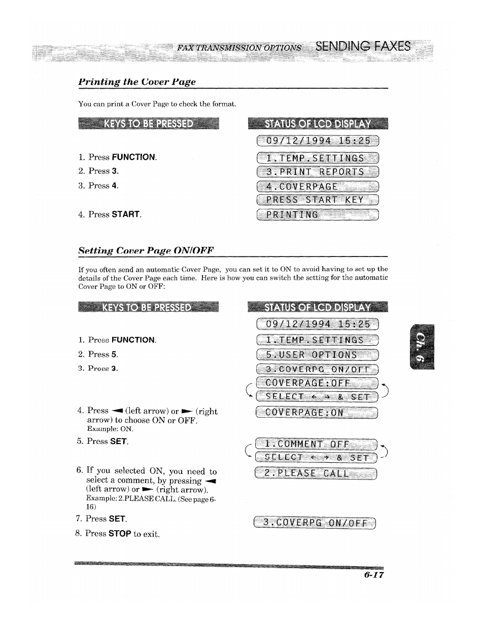 Press function, I =-b.9./1:27^.1:99:4, Fr..t:emfc sifti|i6's?d | Cbv|r_pag7e, R printing, I prkss siar1 kfy j, 3 .jcove-rp g: gnybtt: i ^f :seeectv^»i->: & set, Fatrceage catt - :3, Coverpg on/opp 1 | Brother 2500ML User Manual | Page 67 / 132