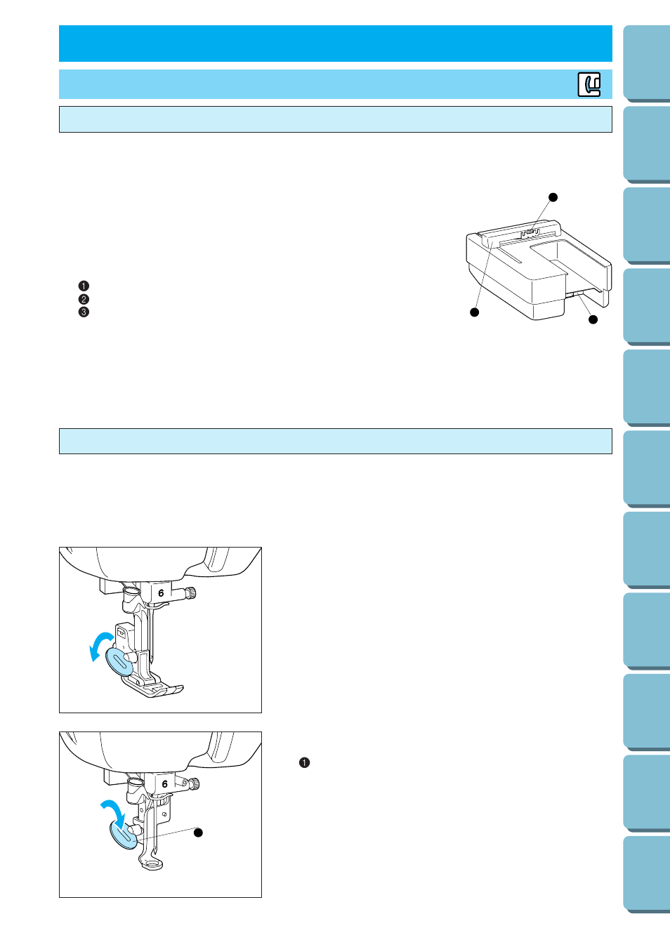 Embroidering, Before you begin, Attaching the embroidery foot “q | Brother PE 300S User Manual | Page 65 / 111