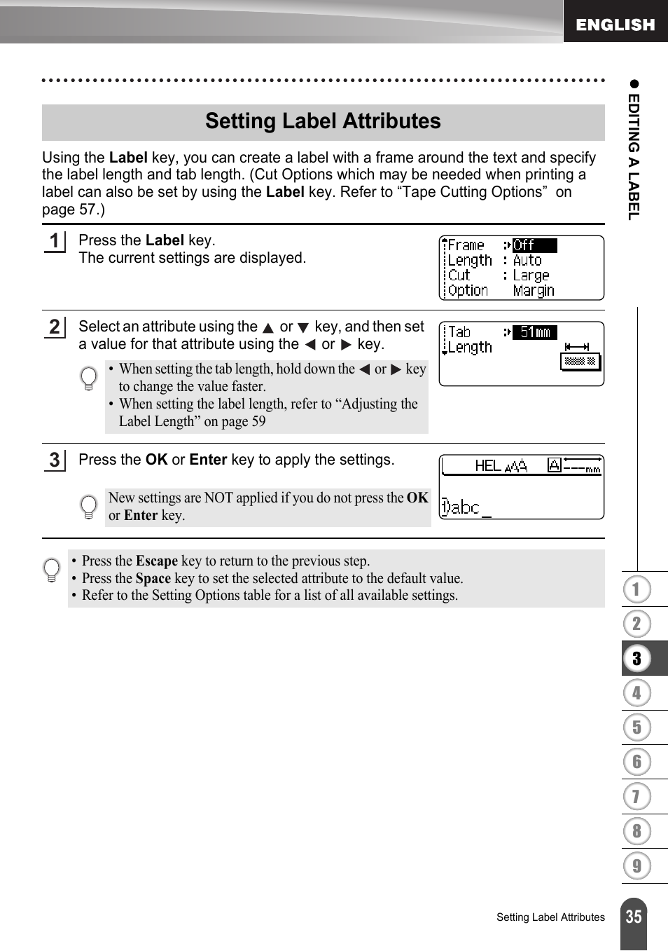 Setting label attributes | Brother LW6091001 User Manual | Page 39 / 84