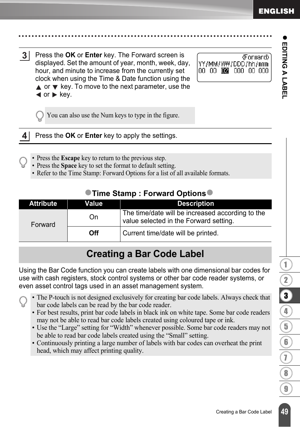 Creating a bar code label | Brother LW6091001 User Manual | Page 53 / 84