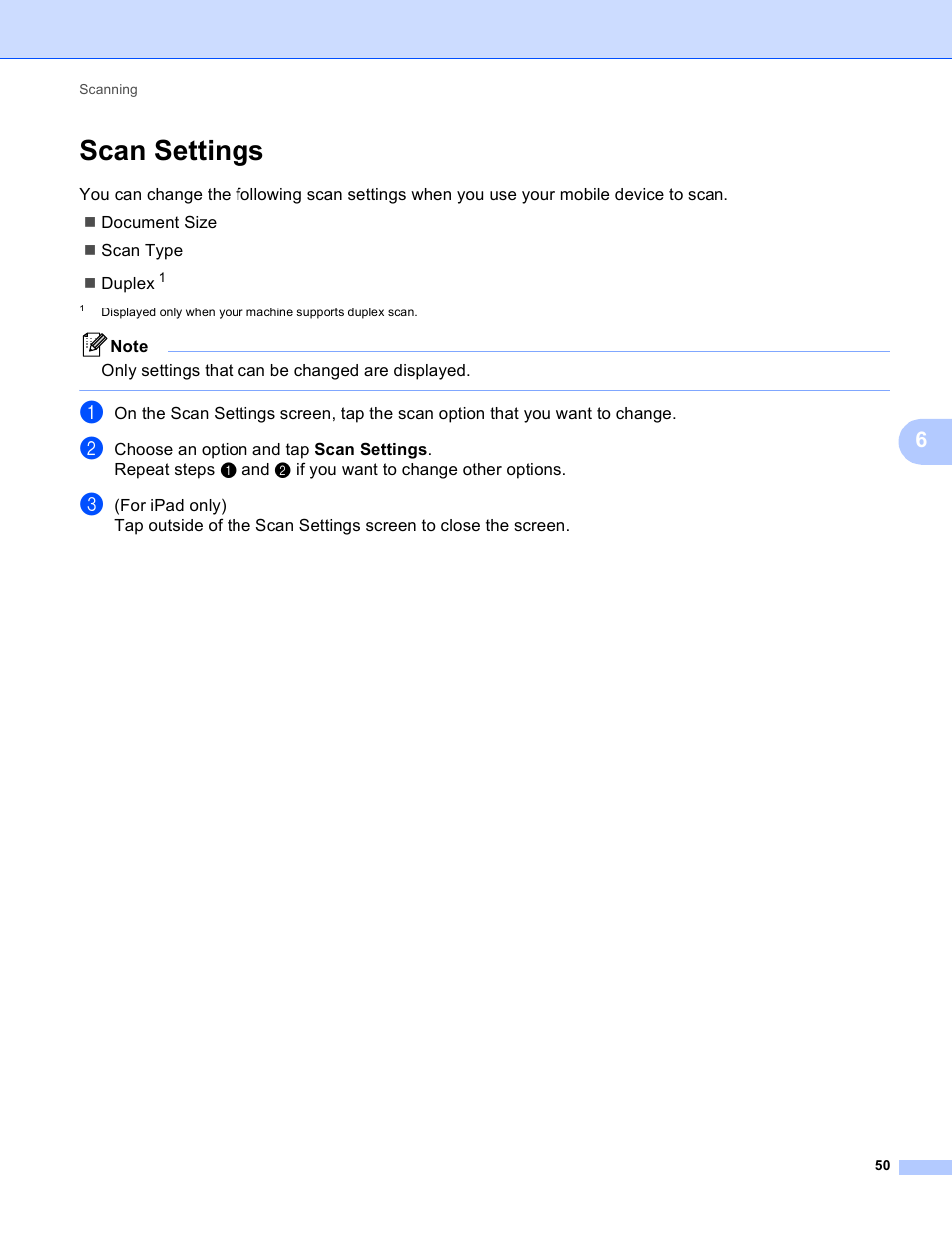 Scan settings | Brother iPrint&Scan Version A User Manual | Page 54 / 69