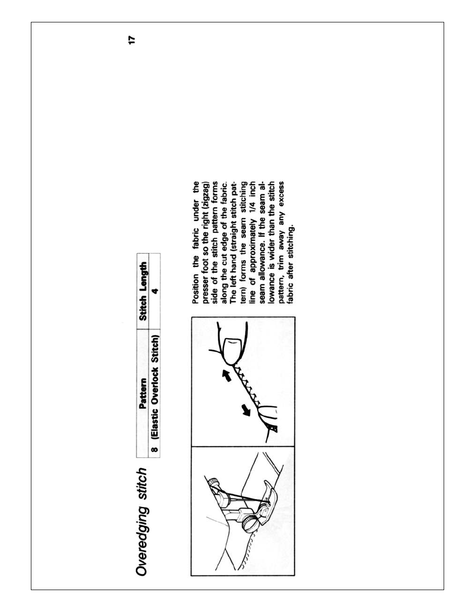 Overedging stitch | Brother X L 2010 User Manual | Page 20 / 35
