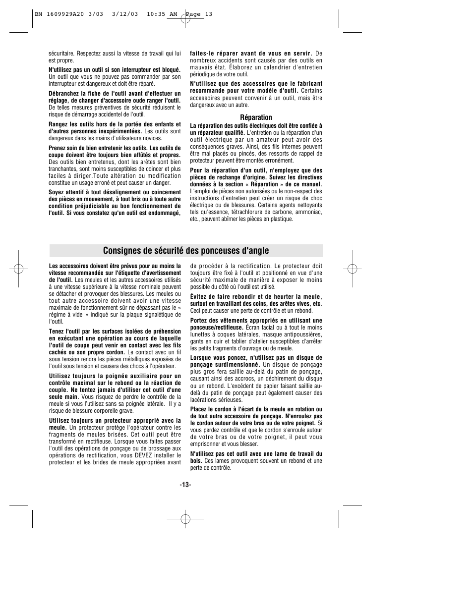 Consignes de sécurité des ponceuses d'angle | Bosch 1752 User Manual | Page 13 / 32