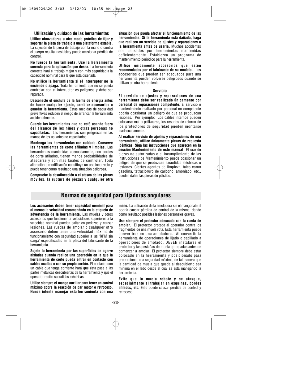 Normas de seguridad para lijadoras angulares | Bosch 1752 User Manual | Page 23 / 32